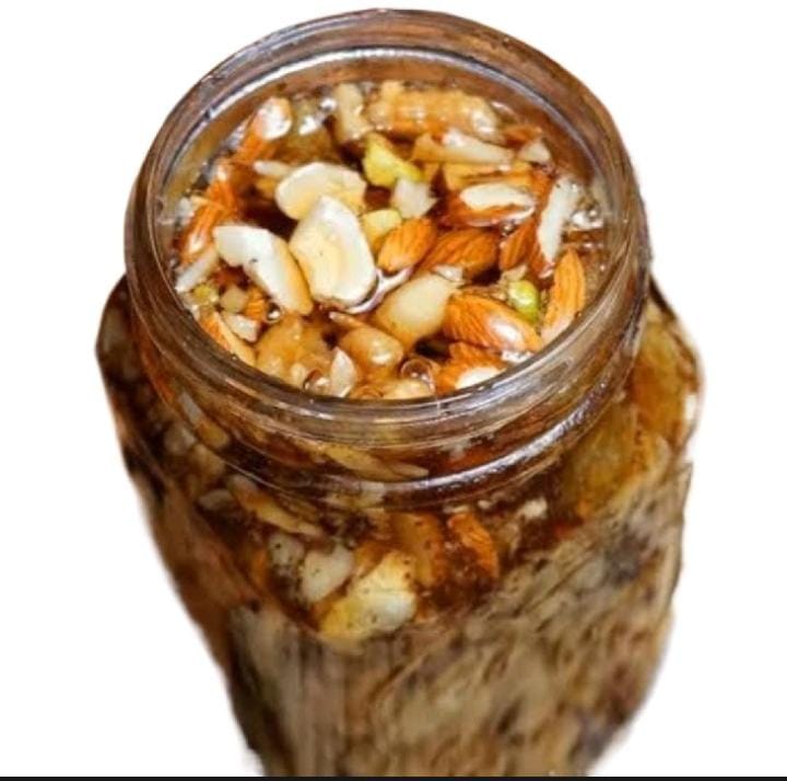 500 Gram Mix Dry fruits soaked In Honey, 100% Pure And Natural With Special Spoon For Healthy Life and Best Blood Purifier